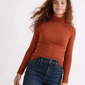 Burnt orange ribbed turtleneck from Madewell